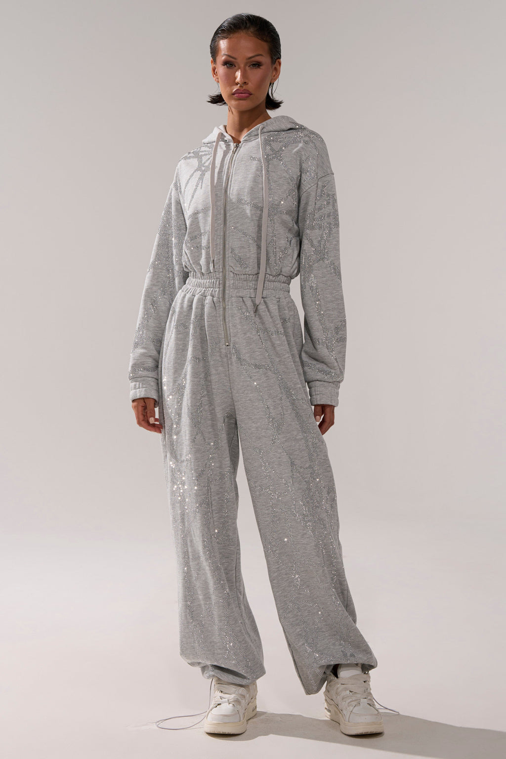 NEVER BUGGIN PRINTED FRENCH TERRY JUMPSUIT