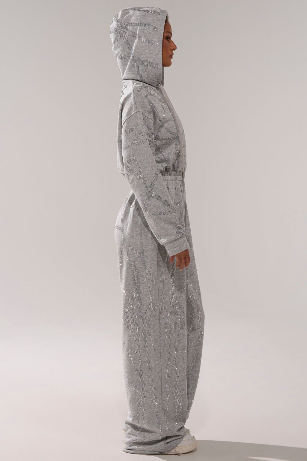 NEVER BUGGIN PRINTED FRENCH TERRY JUMPSUIT