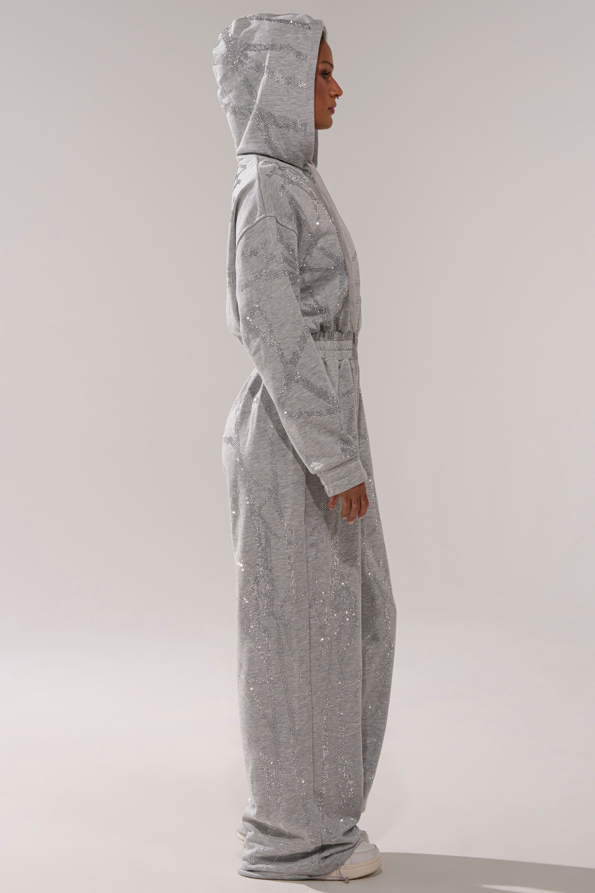 NEVER BUGGIN PRINTED FRENCH TERRY JUMPSUIT