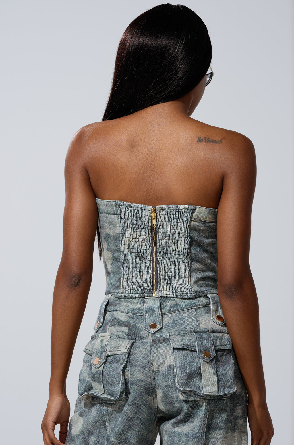 STEPH CAMO DENIM CORSET