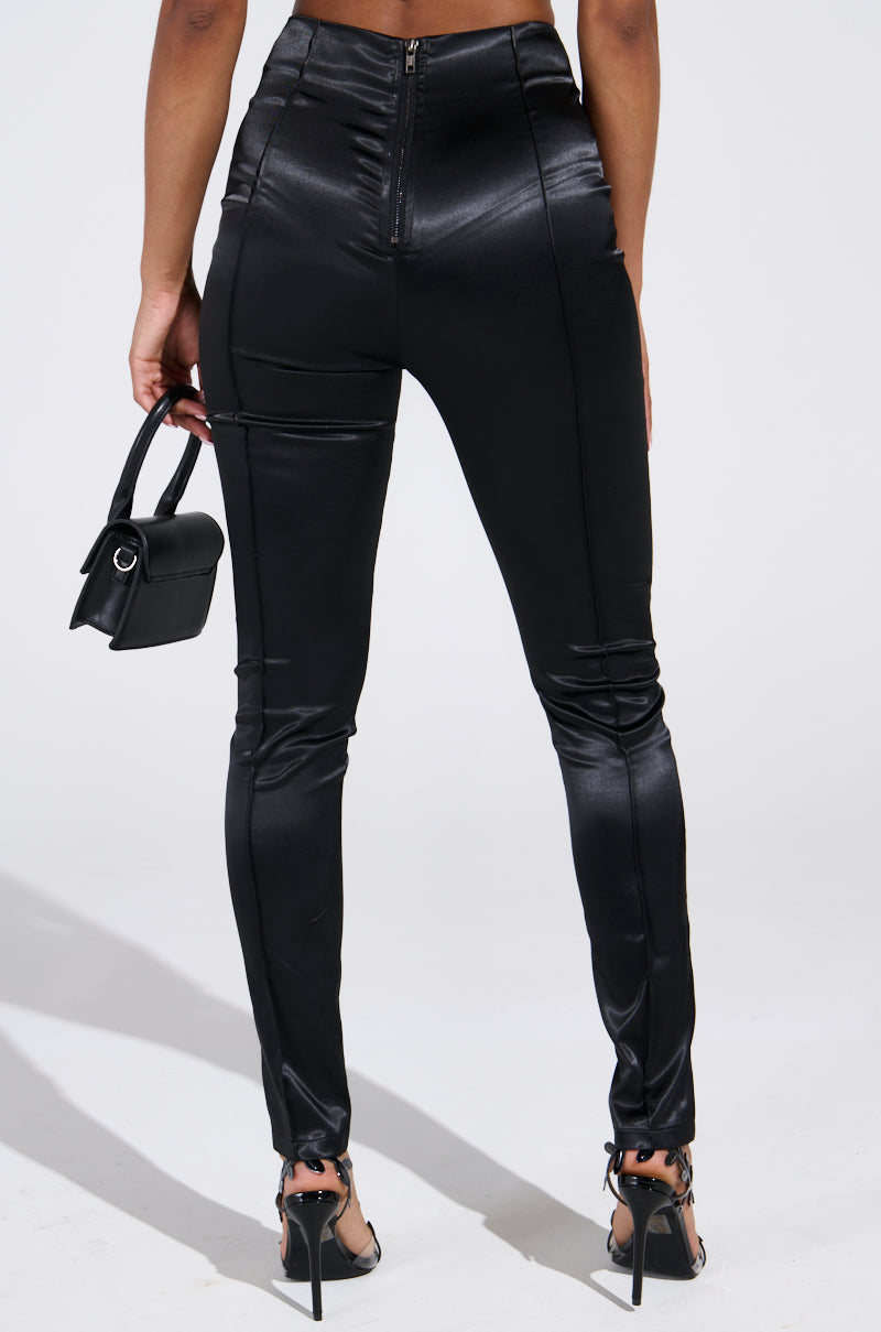 HIT THE LIGHTS SATIN SLIT LEGGING