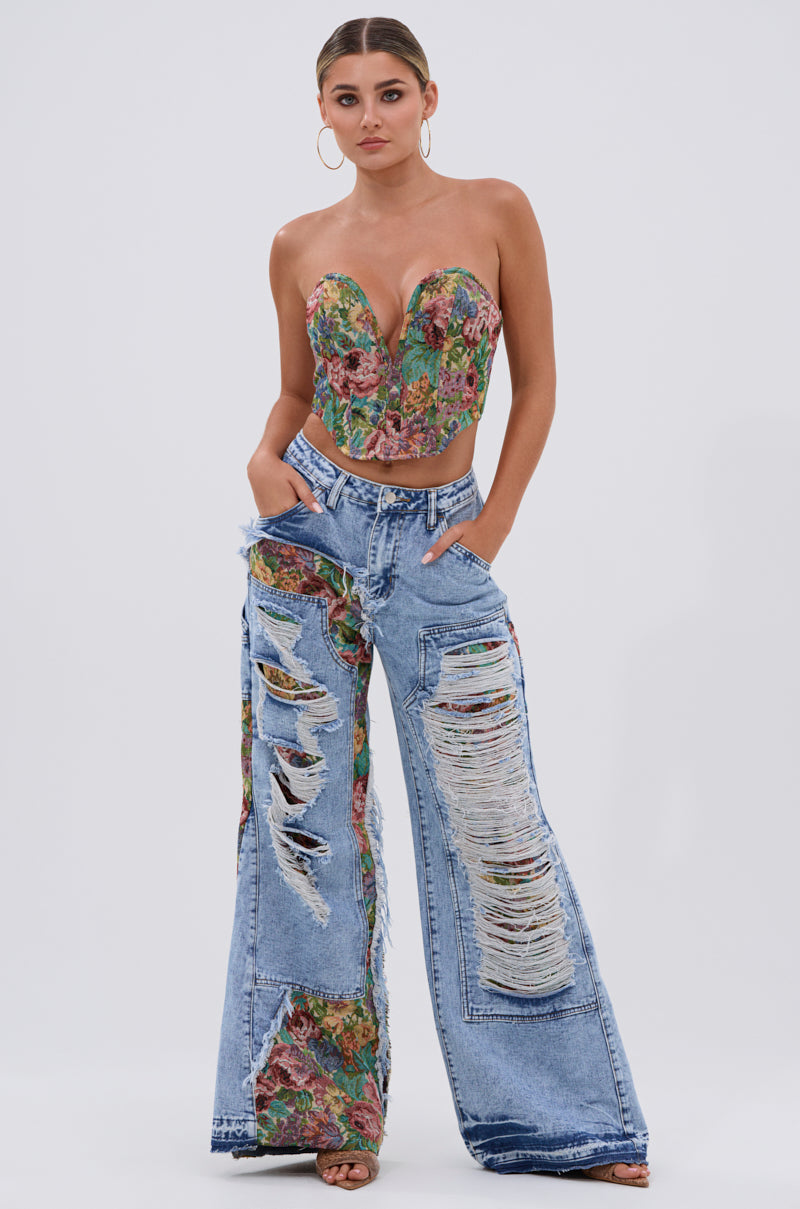 THOUGHT I KNEW YOU RELAXED DENIM WITH BROCADE
