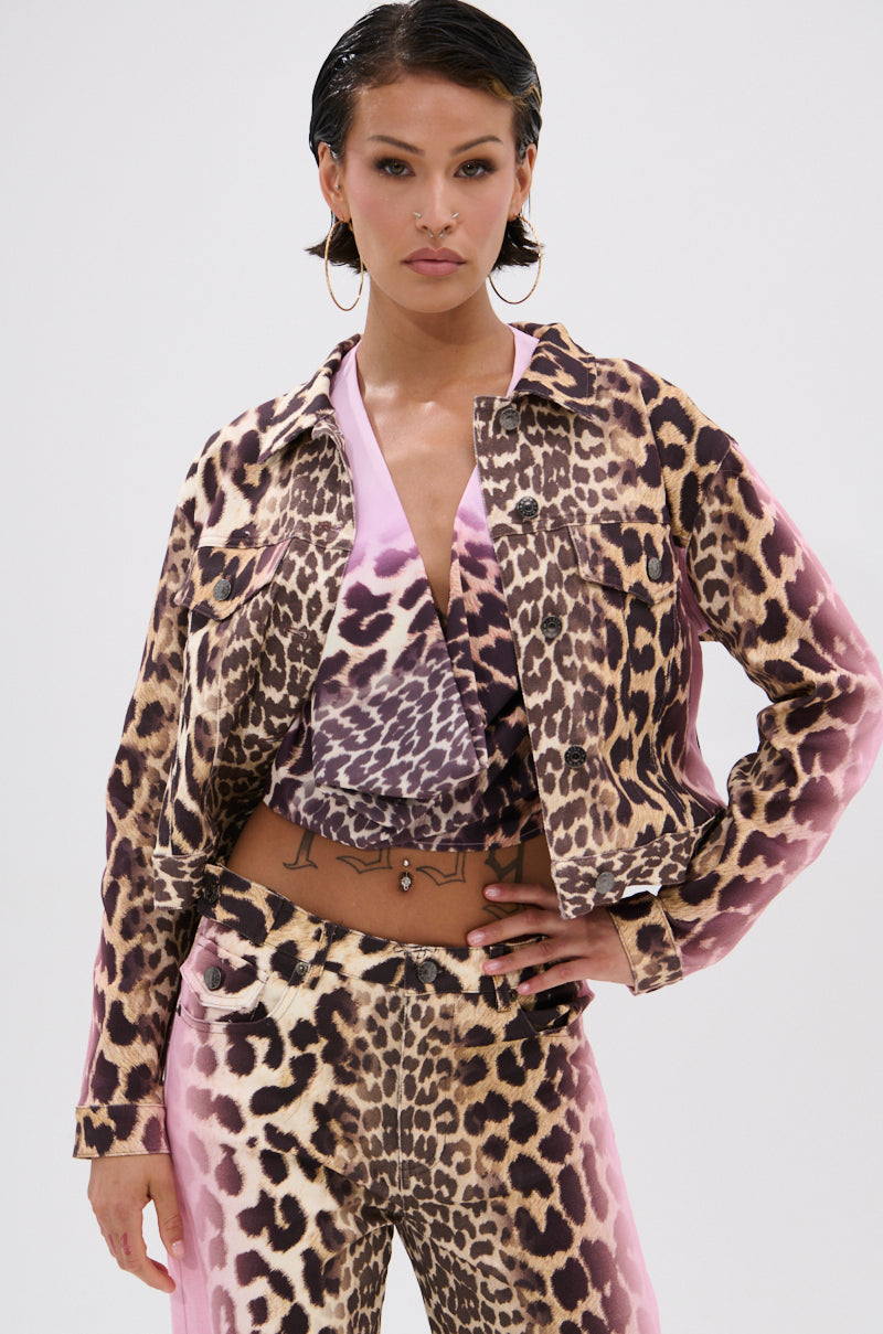 COCO LEOPARD PRINT DENIM JACKET