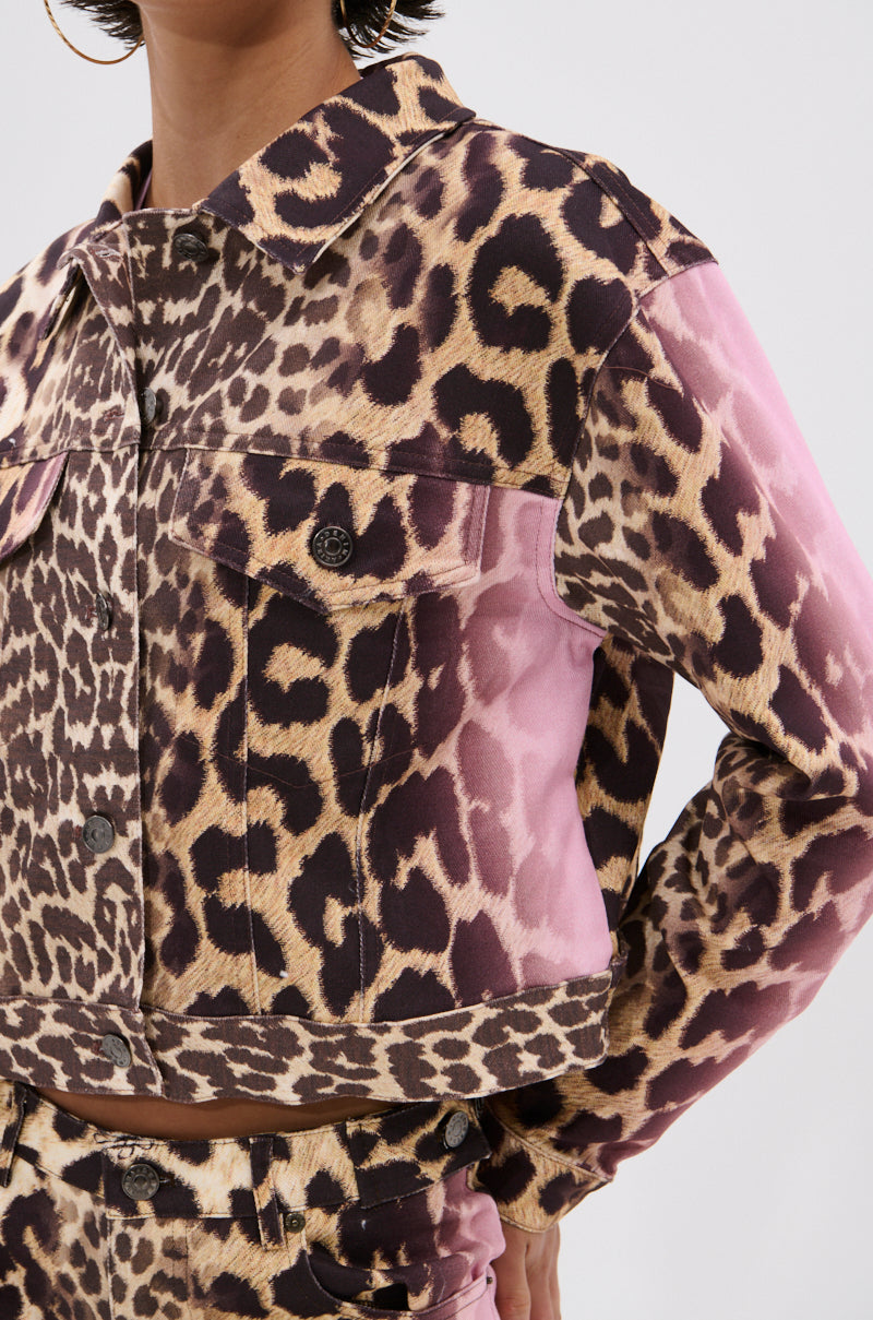 COCO LEOPARD PRINT DENIM JACKET