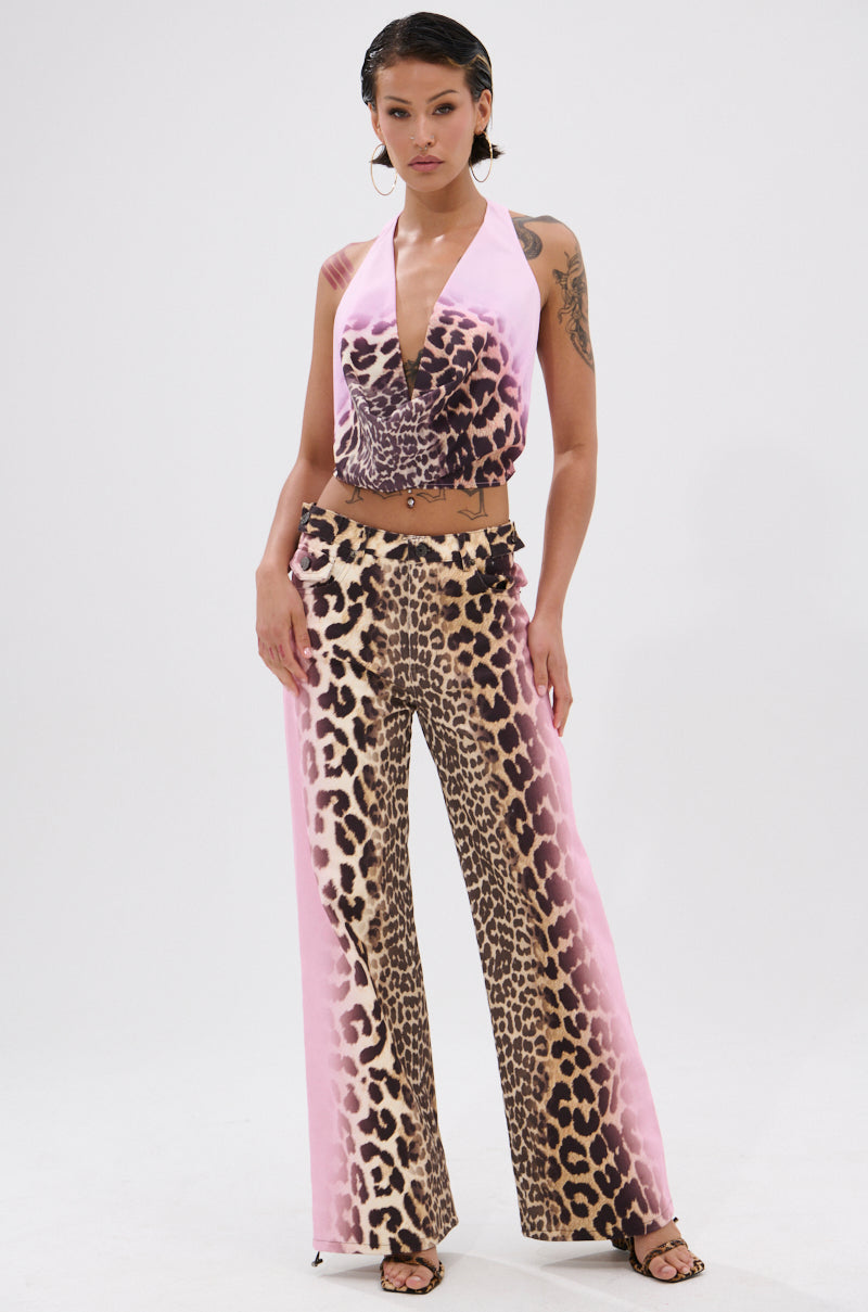 COCO LEOPARD PRINT HALTER TOP