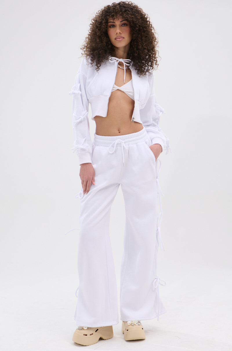 TIE ME UP HOODED ZIP UP SWEATSHIRT