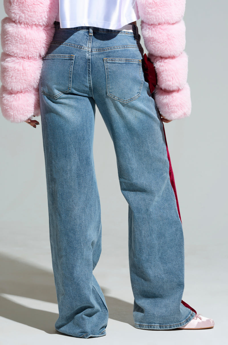 UNWRAP ME VELVET BOW DENIM PANT