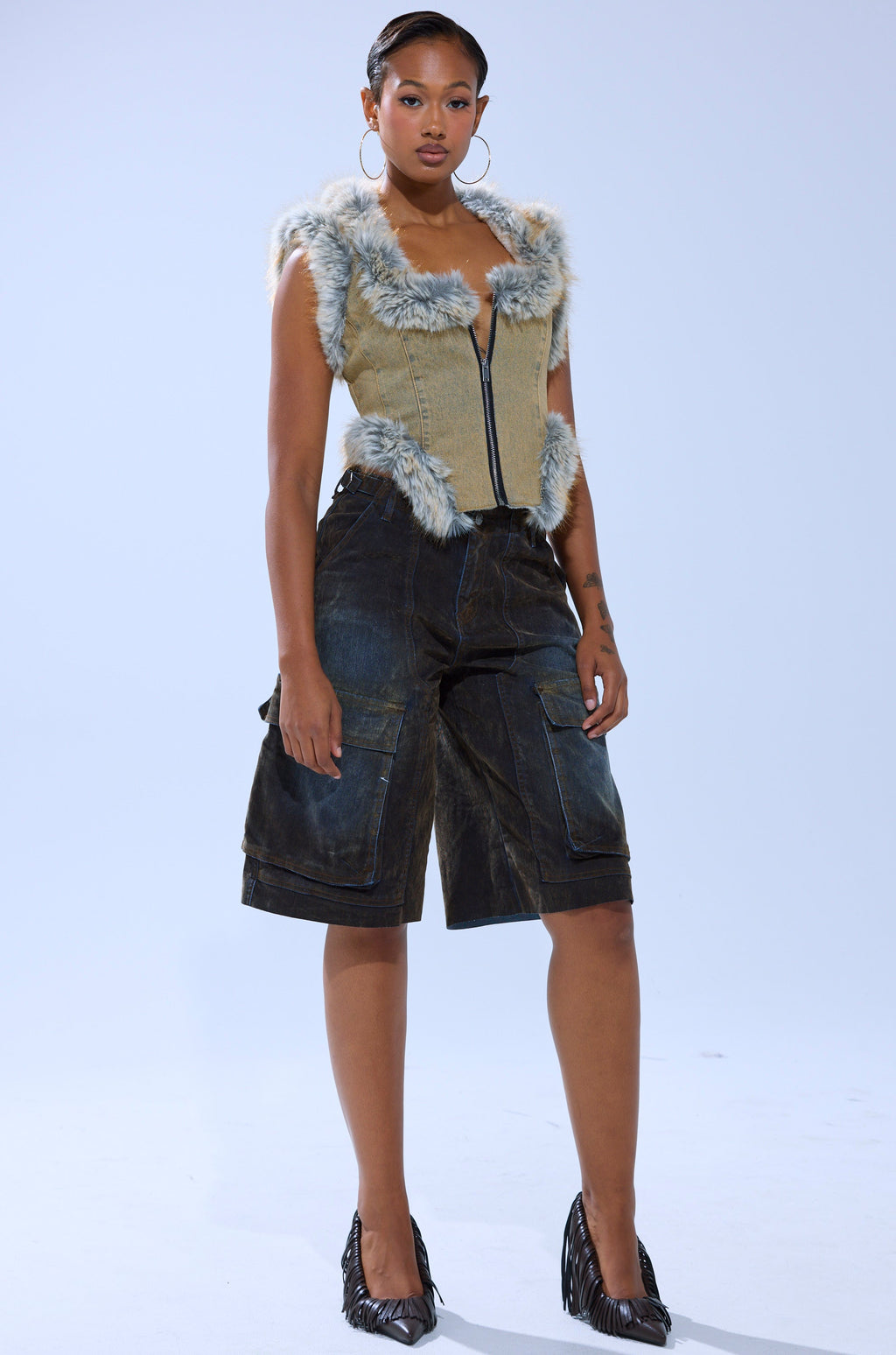 BELLA VELVET DENIM JORT