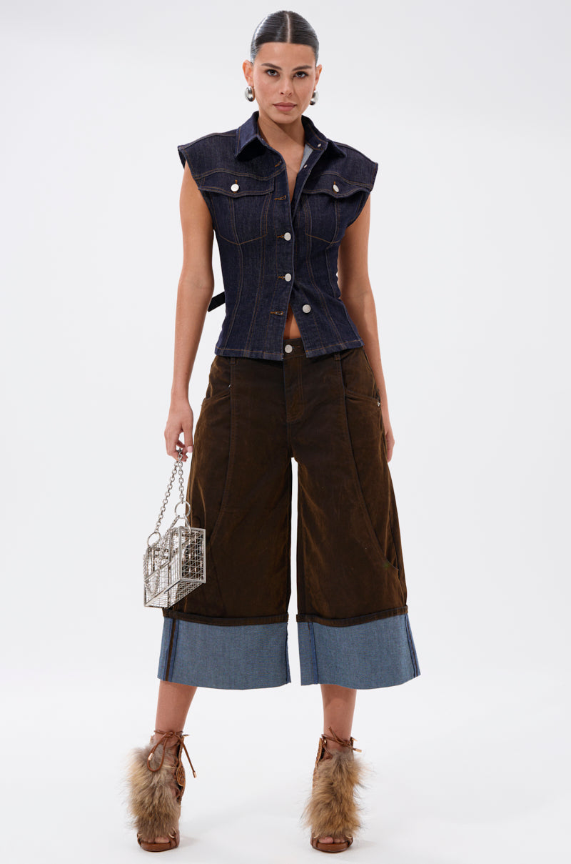 FALL VIBES VELVET BERMUDA SHORT