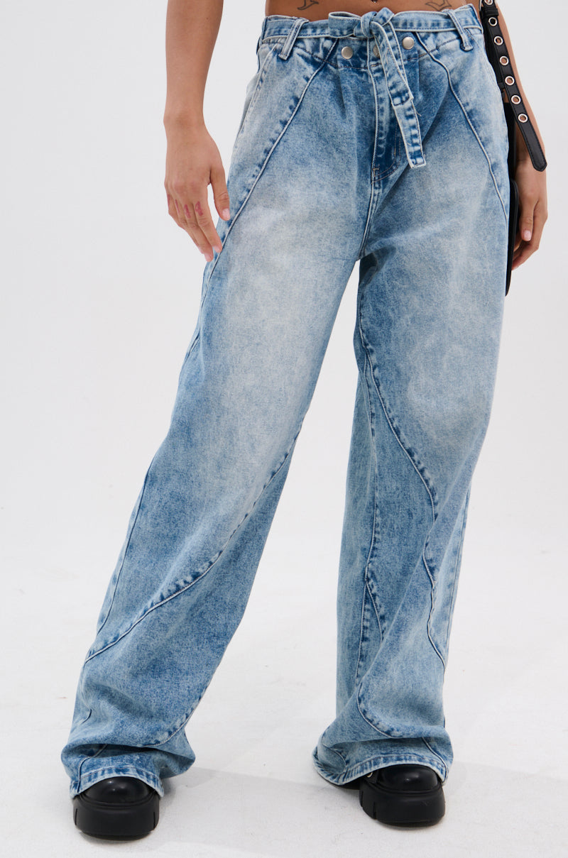 TIED TO YOU RELAXED DENIM PANT WITH TIE BELT