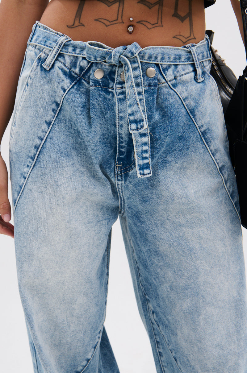 TIED TO YOU RELAXED DENIM PANT WITH TIE BELT