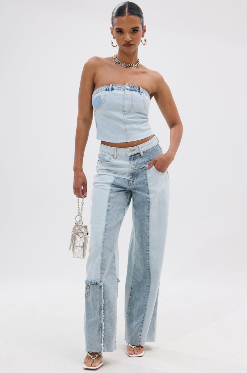 MIX AND MATCH RELAXED DENIM PANTS