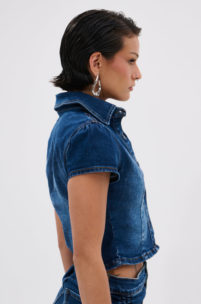 NEW CANADIAN TUX CROPPED SHORT SLEEVE BUTTON DOWN