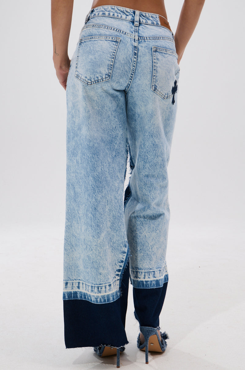 CROSSED OUT WIDE LEG DENIM