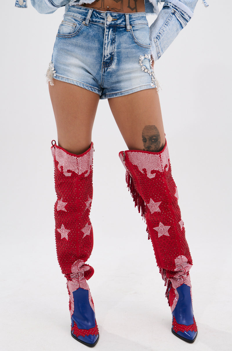 KYLIE EMBELLISHED DENIM SHORT