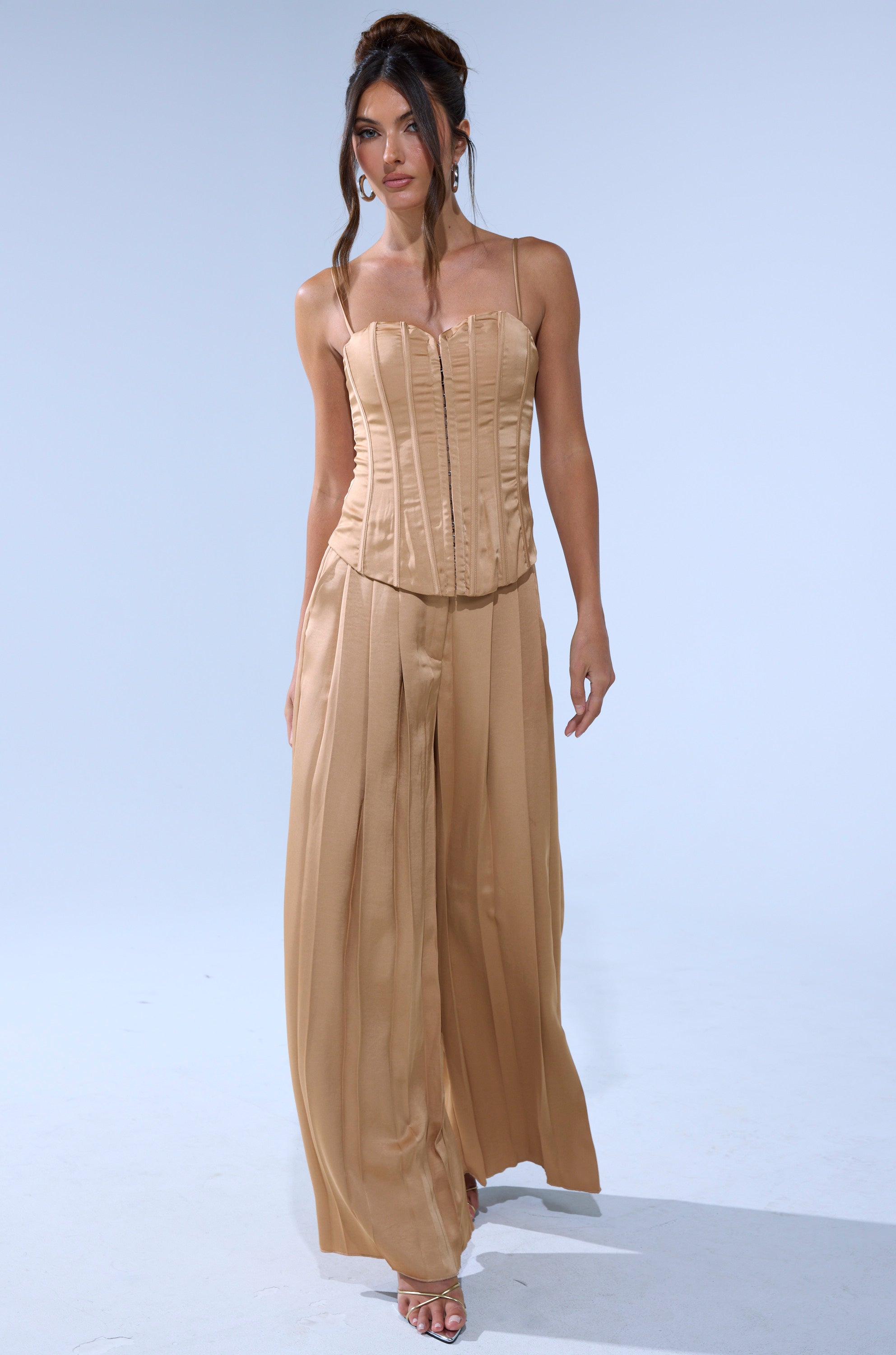 HANSEL MOCHA SATIN PALAZZO PANT