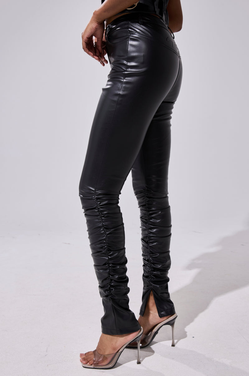 BADDIE STACKED FAUX LEATHER PANT