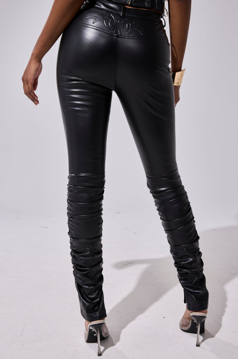 BADDIE STACKED FAUX LEATHER PANT