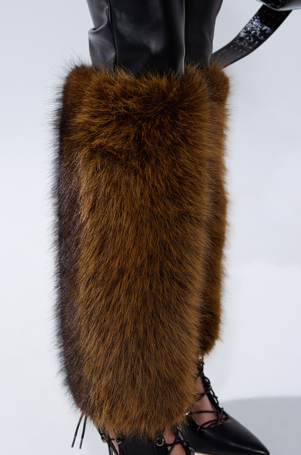 BABY ITS COLD OUTSIDE FAUX LEATHER PANT WITH FUR TRIM