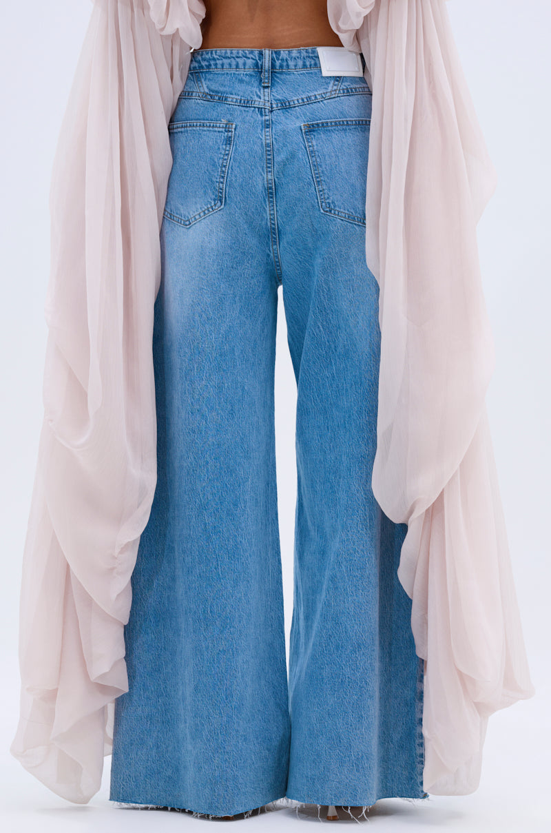 YOU BET DRAWSTRING WIDE LEG JEANS