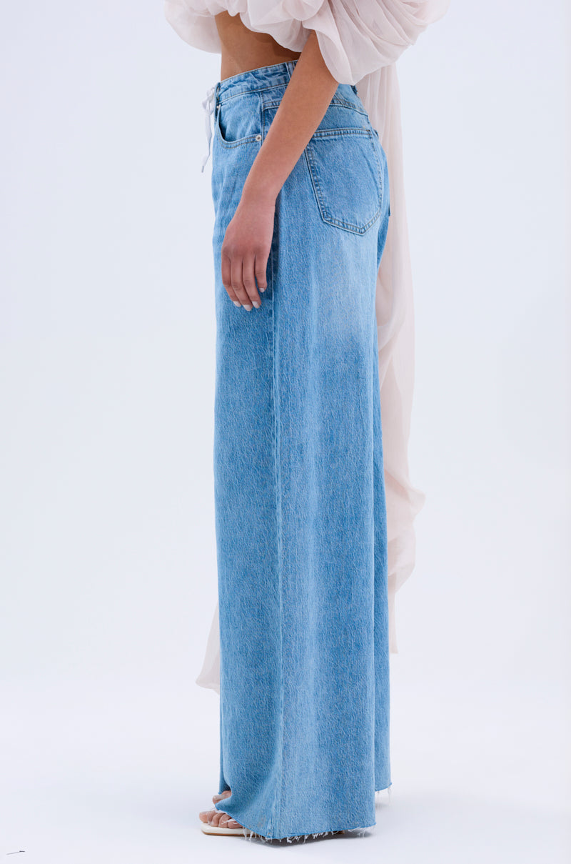 YOU BET DRAWSTRING WIDE LEG JEANS