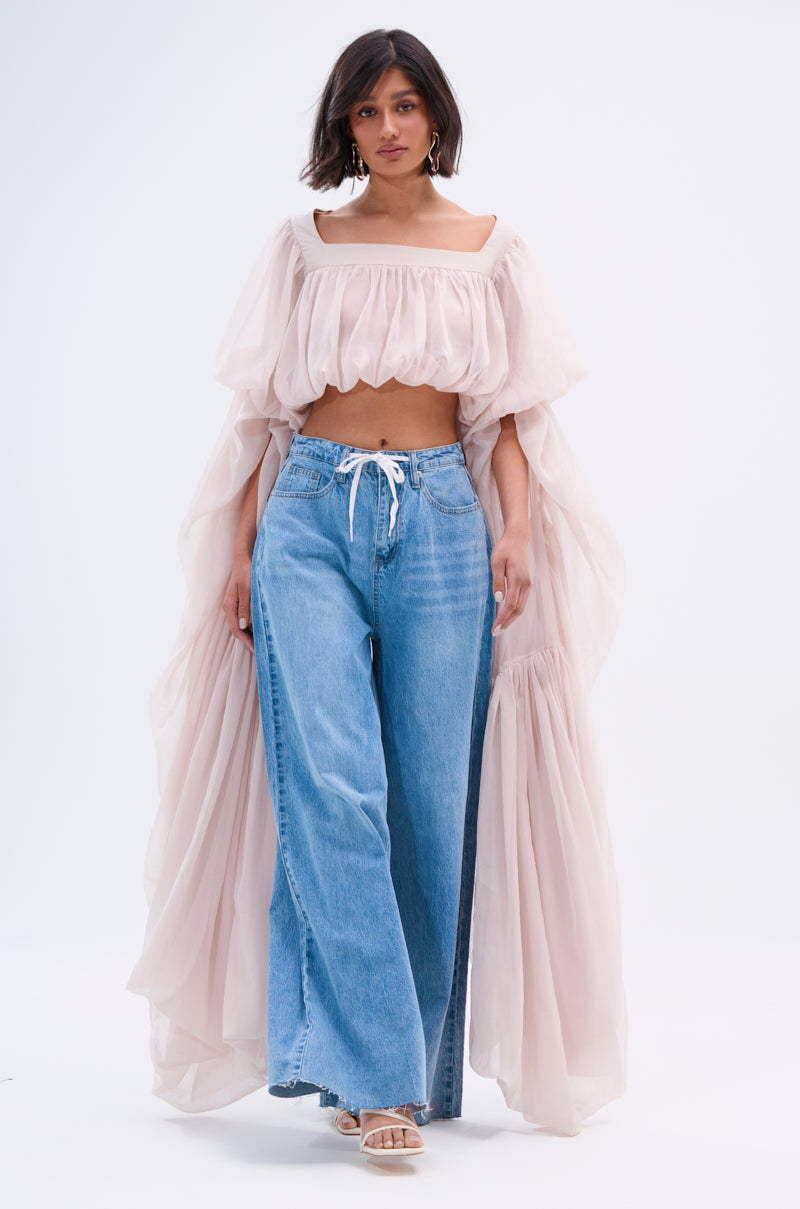 YOU BET DRAWSTRING WIDE LEG JEANS