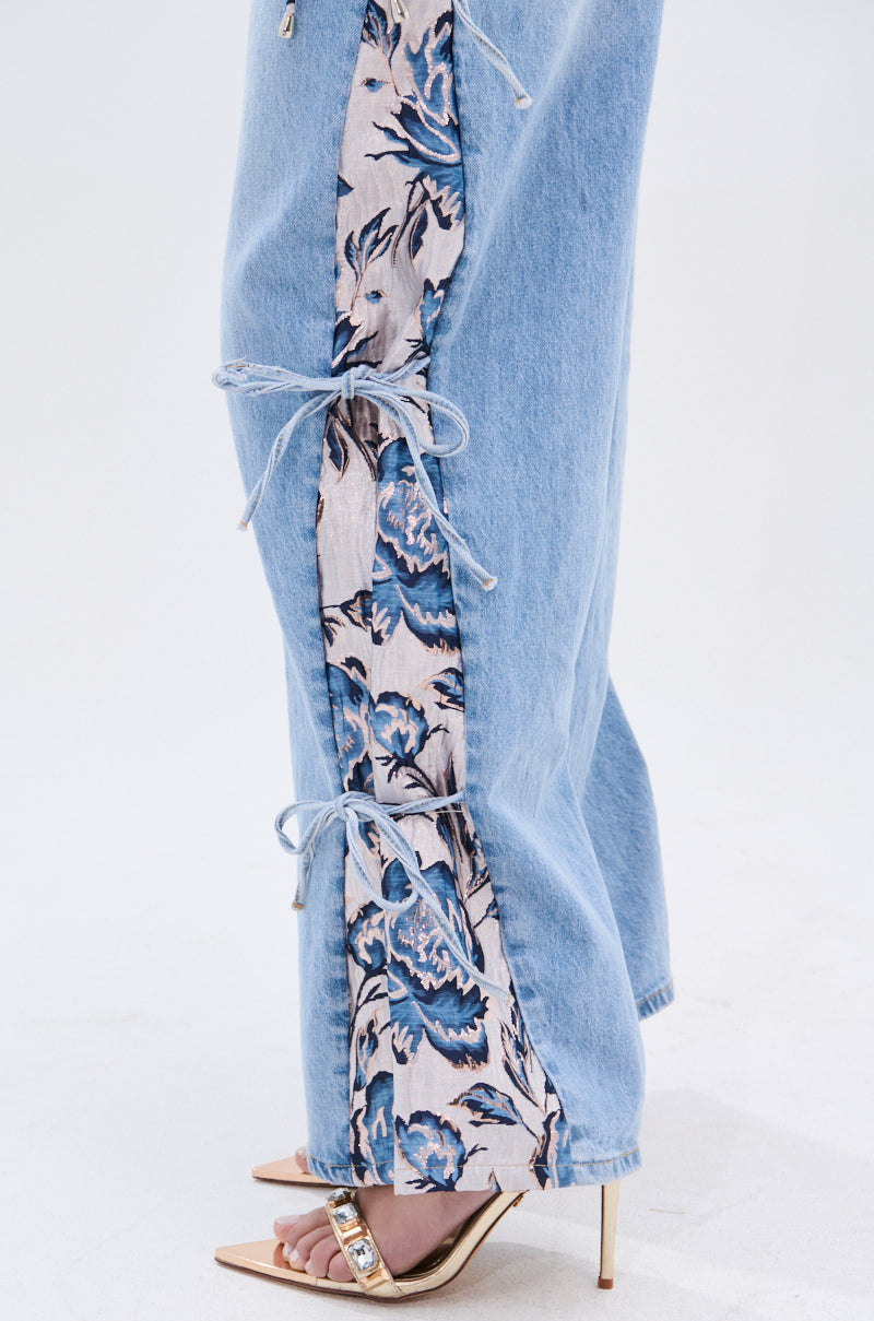 SEASONAL AWAKENING BROCADE PATCH DENIM JEANS