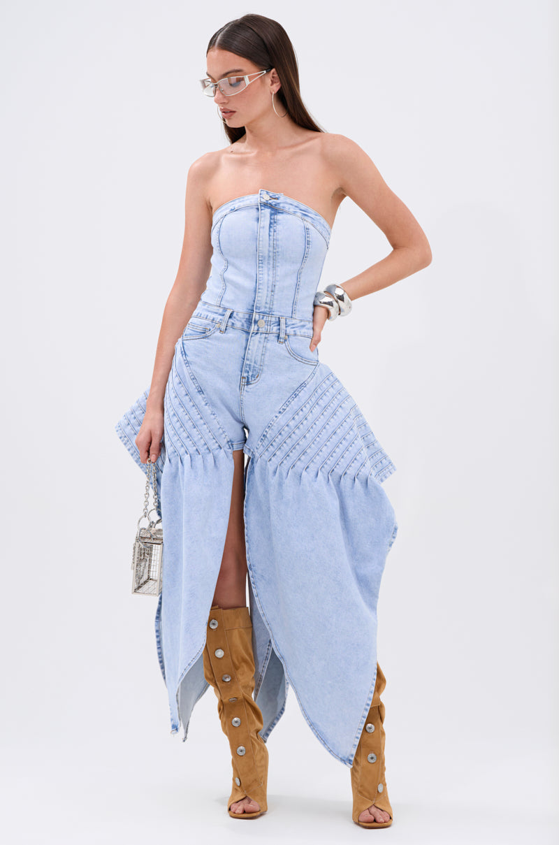 NO ONE LIKE ME DENIM ROMPER