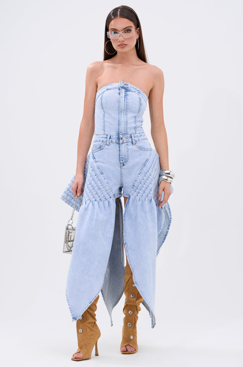 NO ONE LIKE ME DENIM ROMPER
