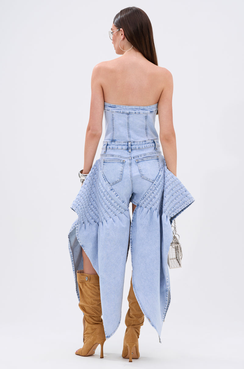 NO ONE LIKE ME DENIM ROMPER