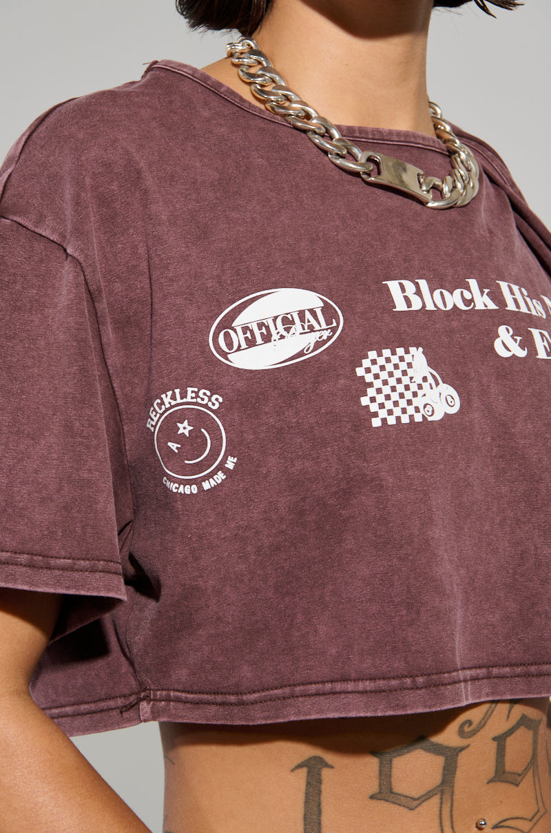 BLOCK HIS NUMBER CROPPED T-SHIRT