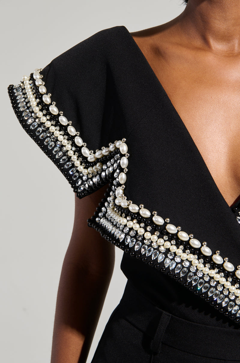 LUXURIOUS ASYMETRICAL PEARL BODYSUIT