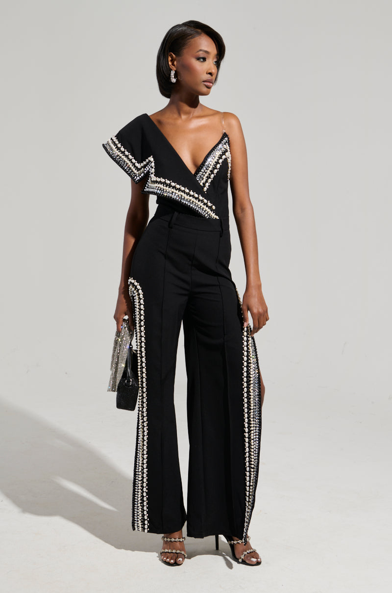 LUXURIOUS ASYMETRICAL PEARL BODYSUIT