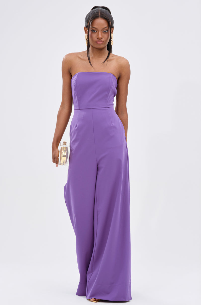 BIG BOSS ENERGY WIDE LEG JUMPSUIT IN PURPLE