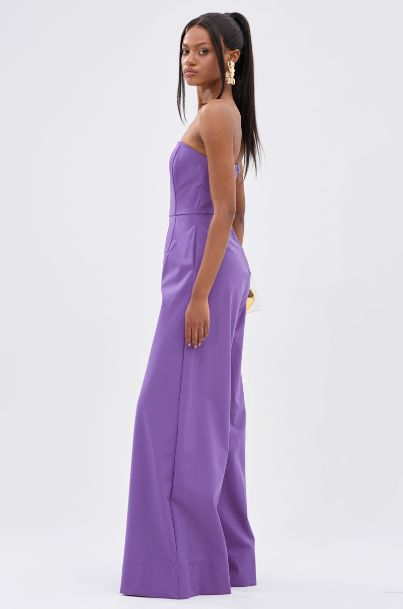 BIG BOSS ENERGY WIDE LEG JUMPSUIT IN PURPLE