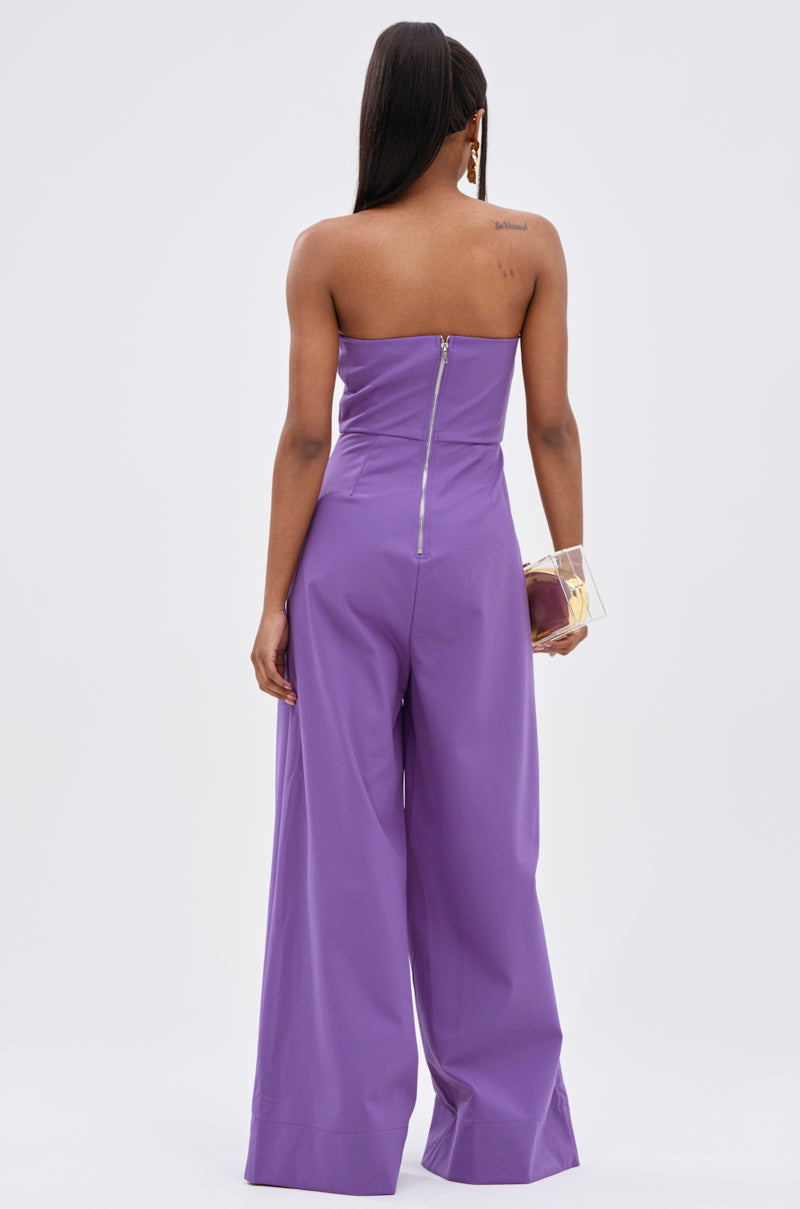 BIG BOSS ENERGY WIDE LEG JUMPSUIT IN PURPLE