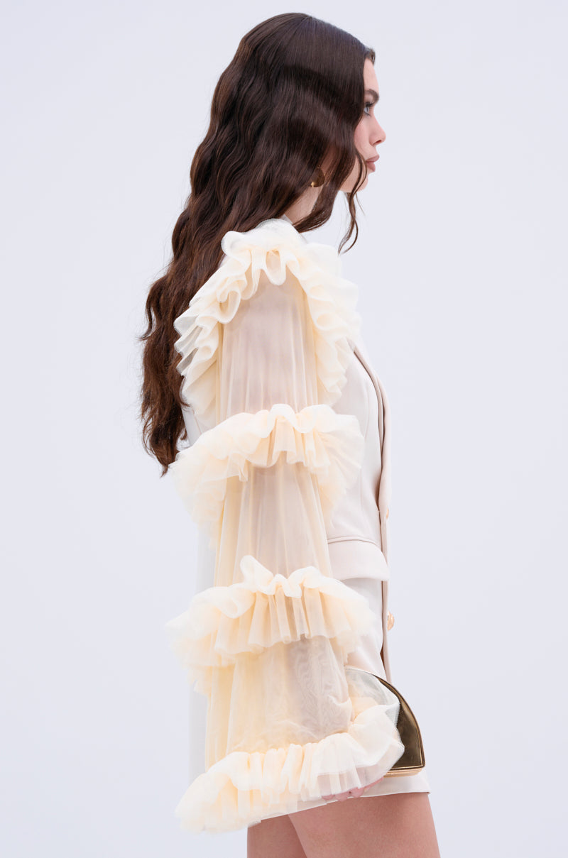 LIVING OVER THE TOP RUFFLE SLEEVE BLAZER MINI DRESS