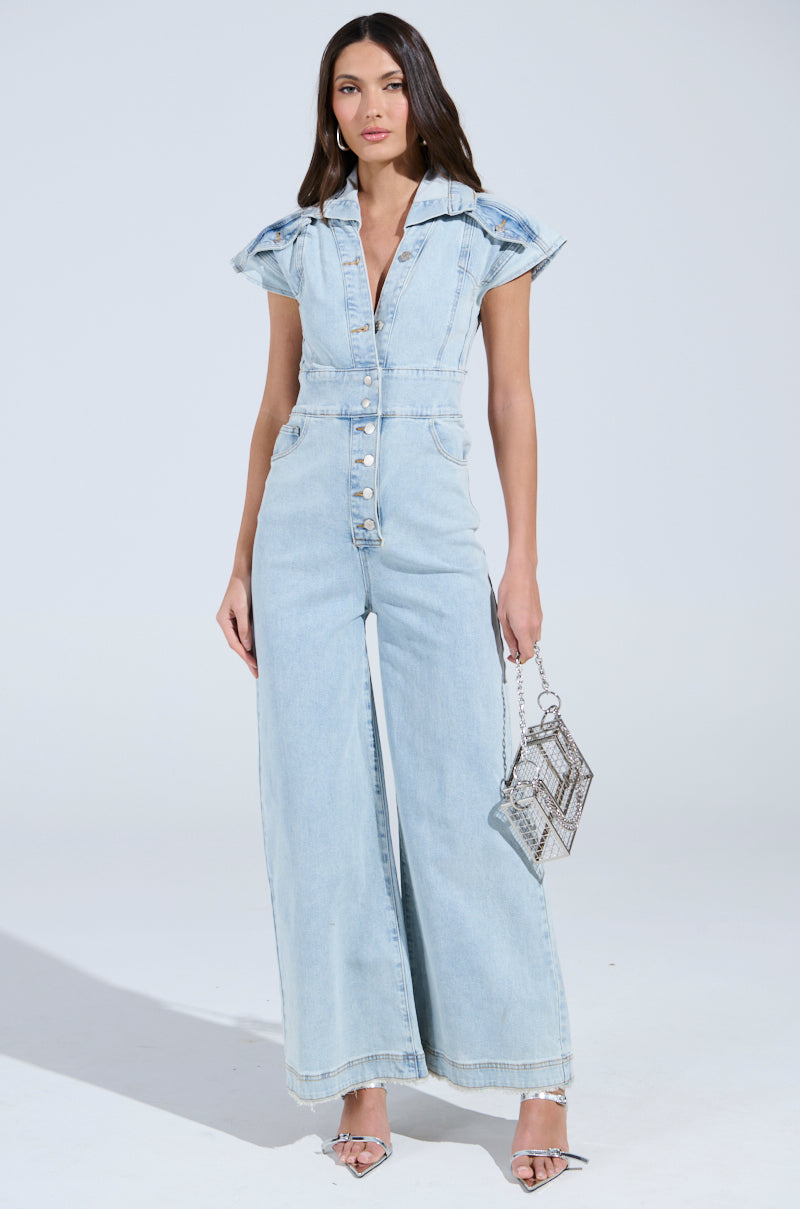 COOL GIRL WIDE LEG DENIM JUMPSUIT