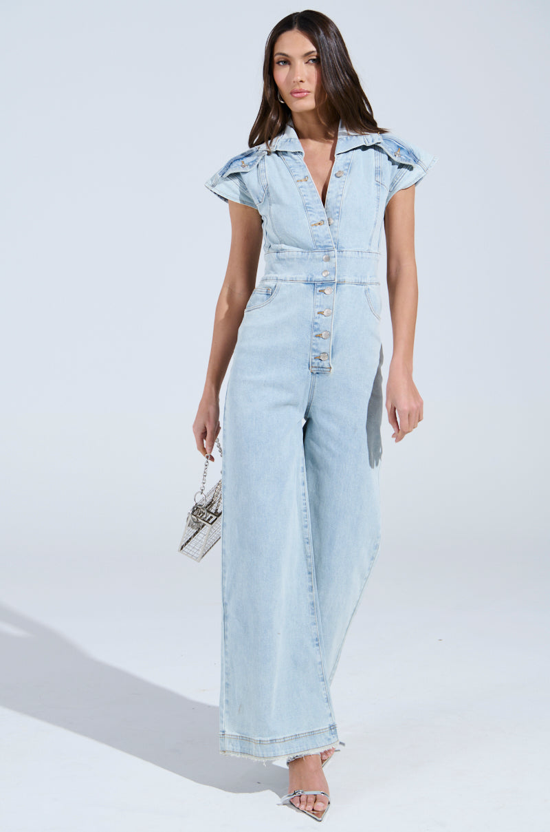 COOL GIRL WIDE LEG DENIM JUMPSUIT