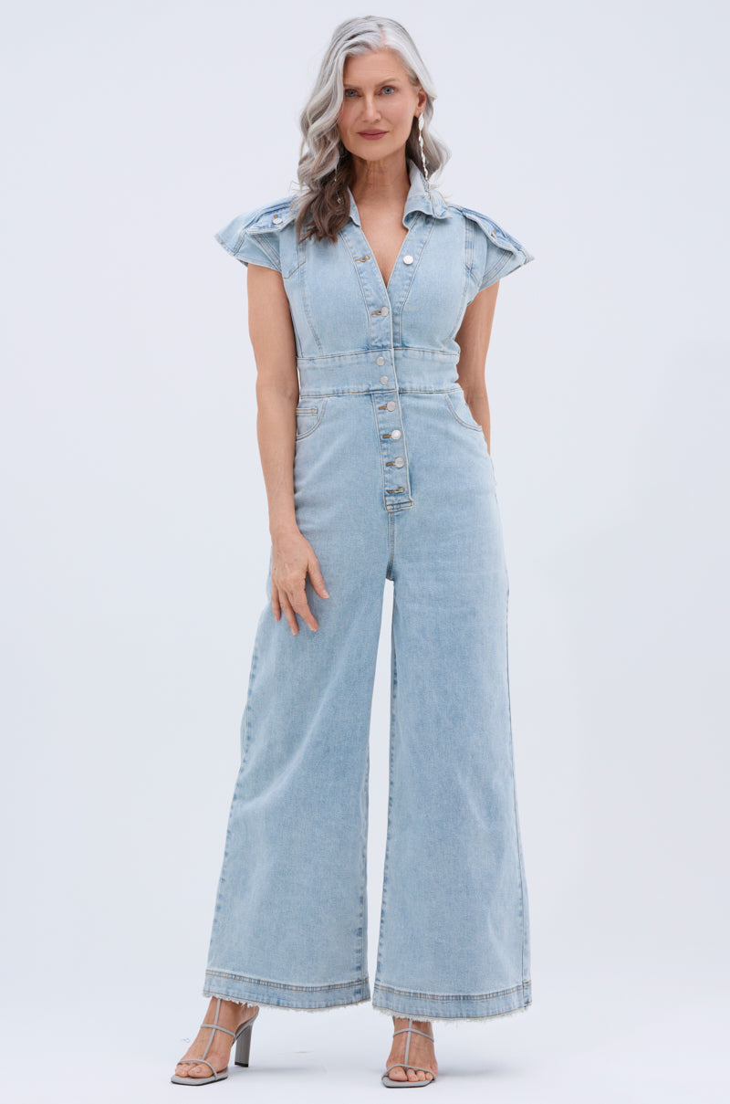 COOL GIRL WIDE LEG DENIM JUMPSUIT