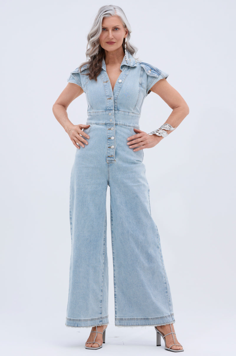 COOL GIRL WIDE LEG DENIM JUMPSUIT