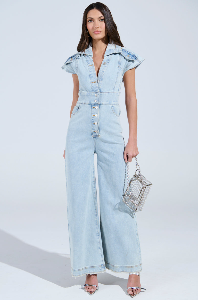 COOL GIRL WIDE LEG DENIM JUMPSUIT