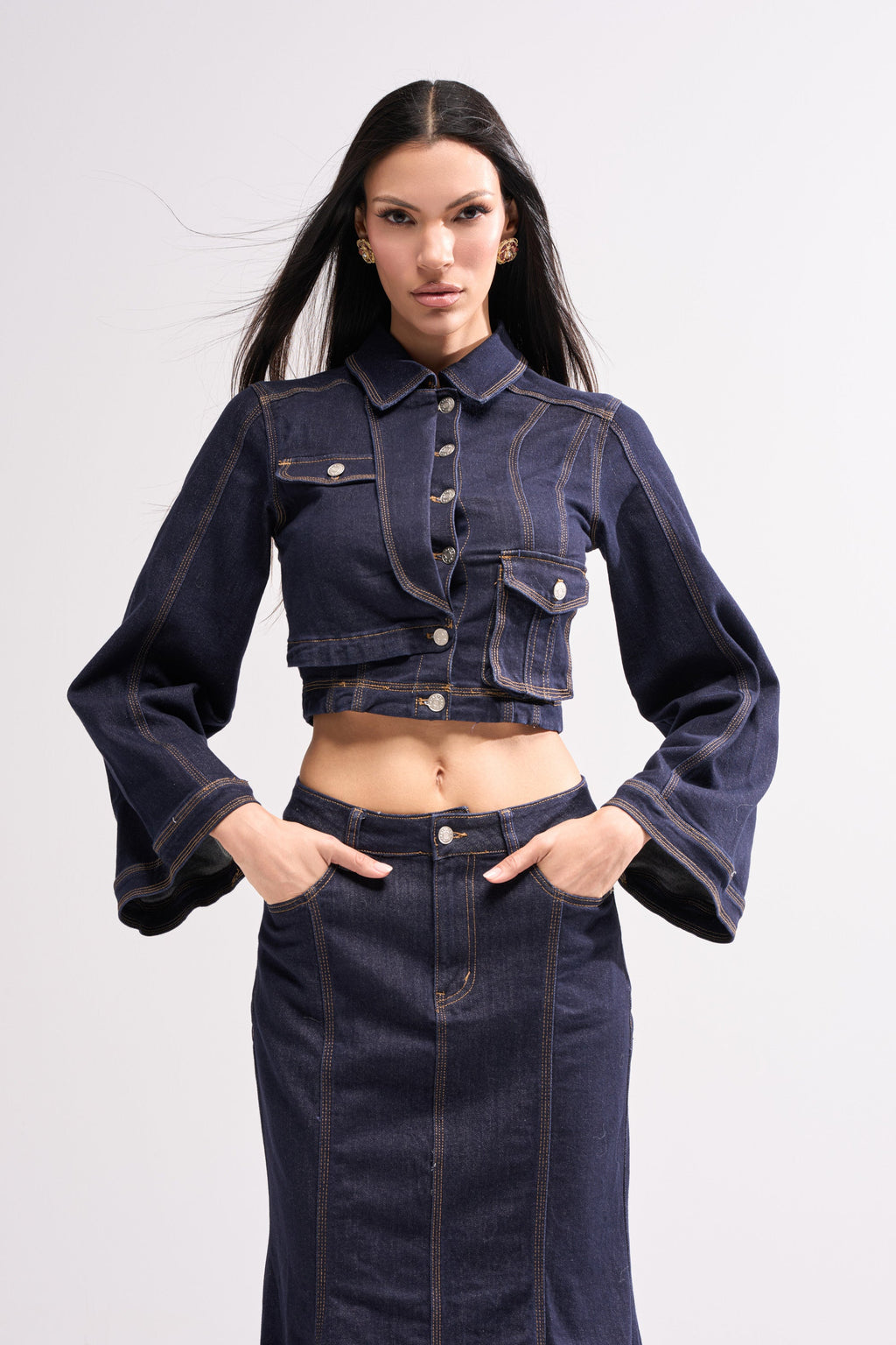 SHES GONE , DANCE ON DENIM BUTTON DOWN