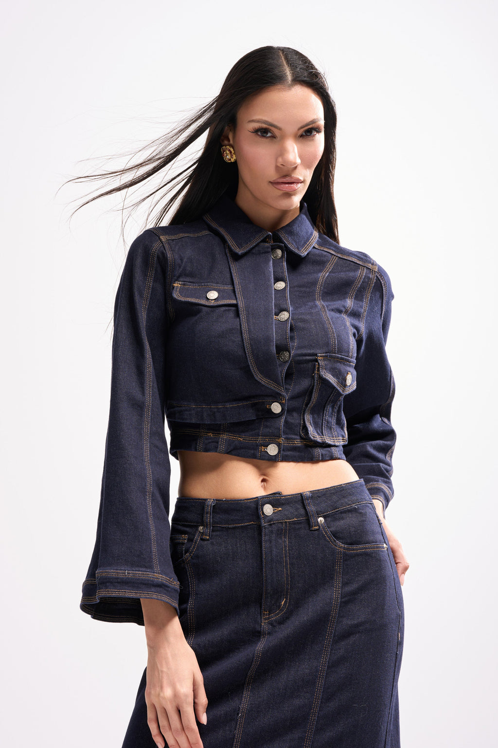 SHES GONE , DANCE ON DENIM BUTTON DOWN