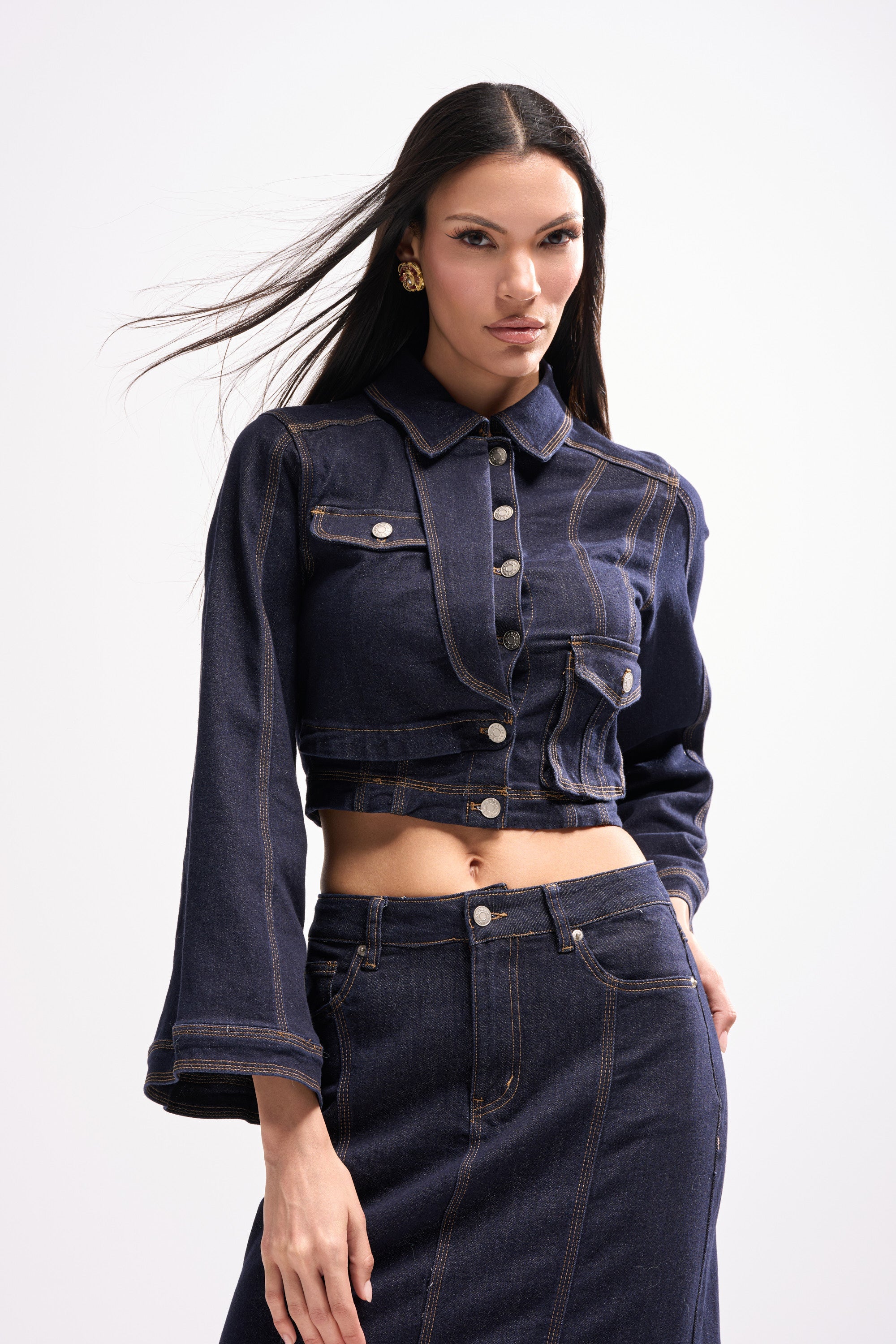 SHES GONE , DANCE ON DENIM BUTTON DOWN