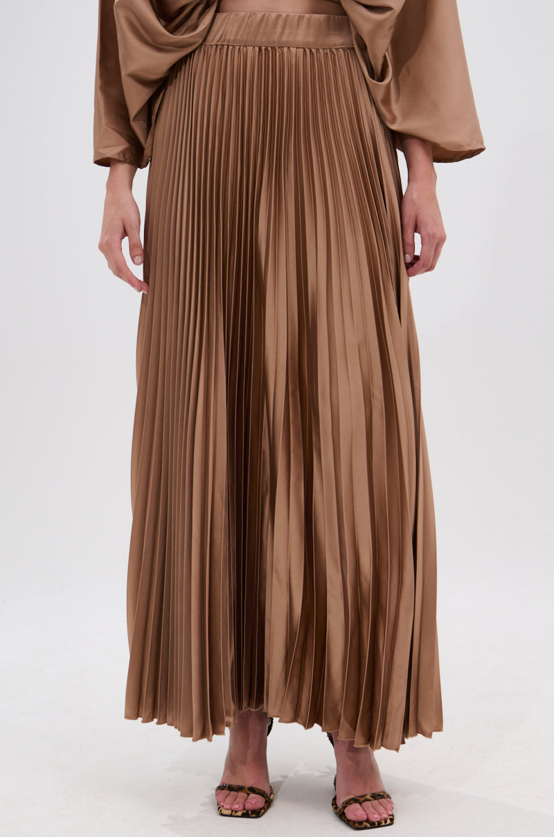 MILLIE MOCHA MOUSSE SATIN MAXI SKIRT