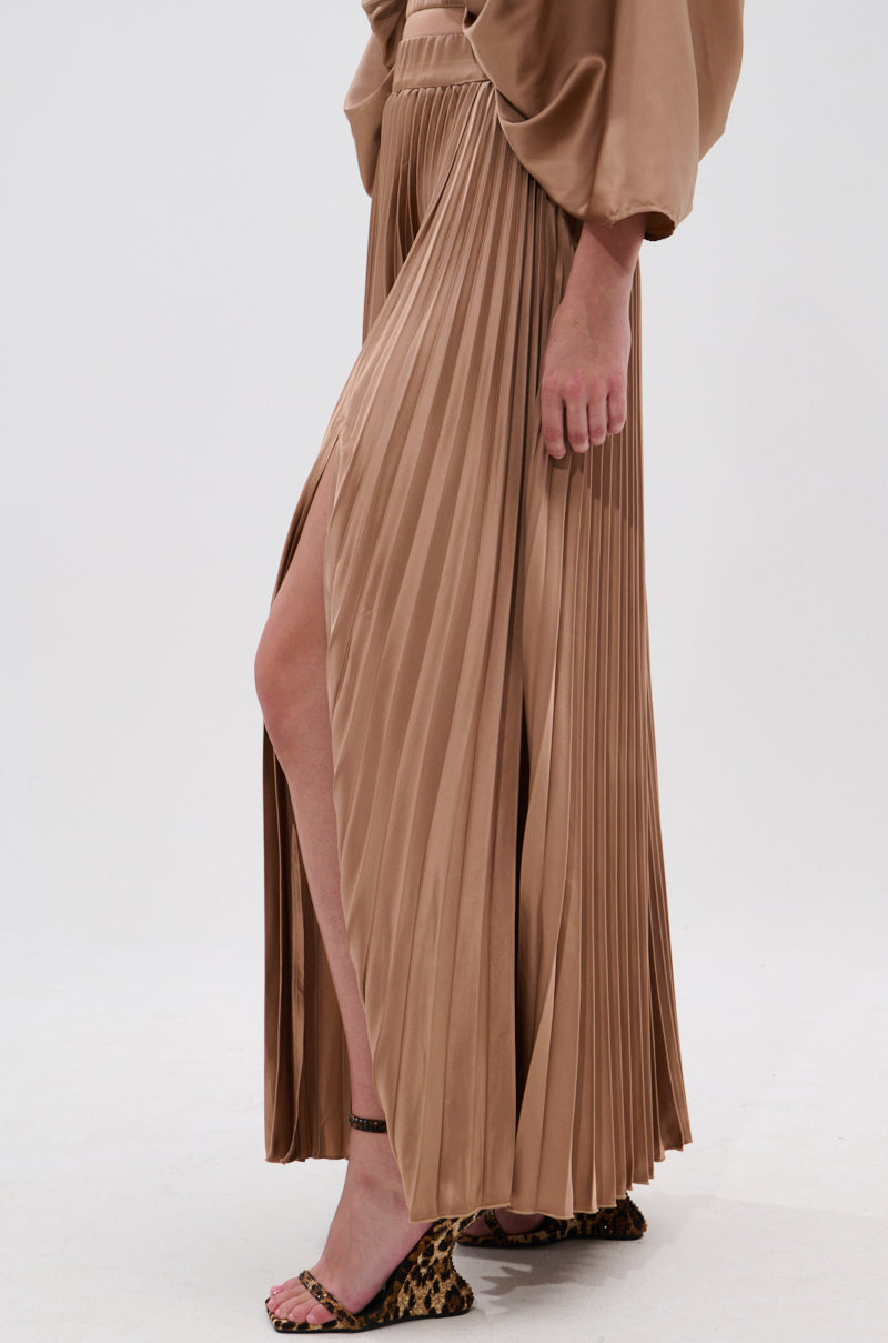 MILLIE MOCHA MOUSSE SATIN MAXI SKIRT