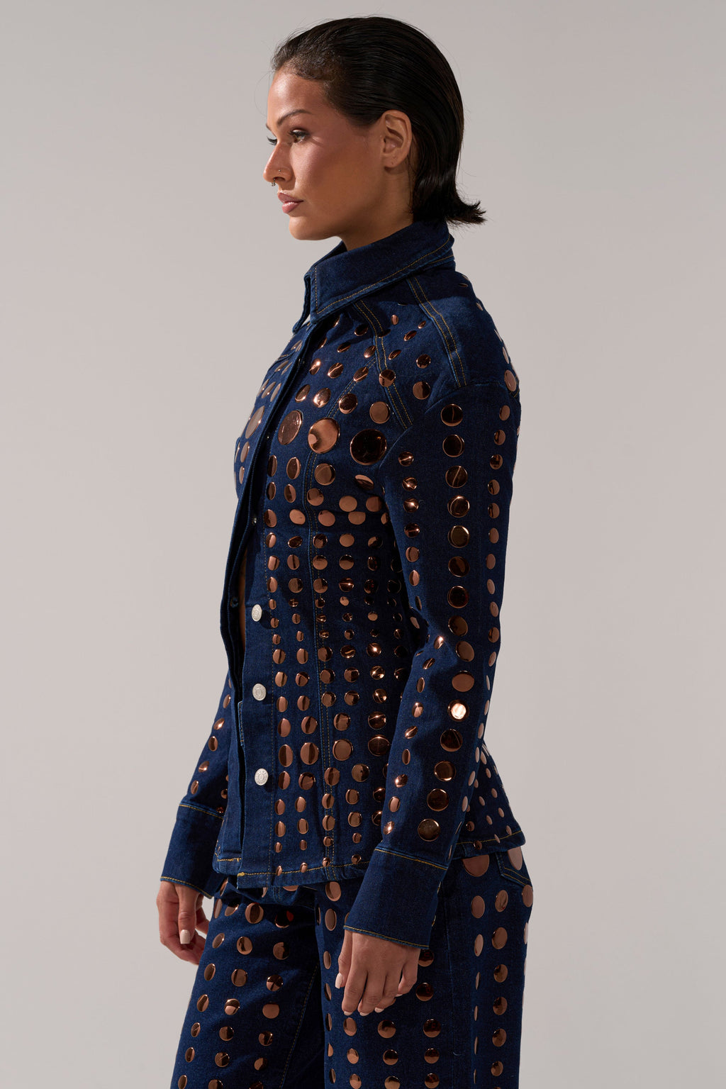 DISCO BABE DENIM BUTTON DOWN