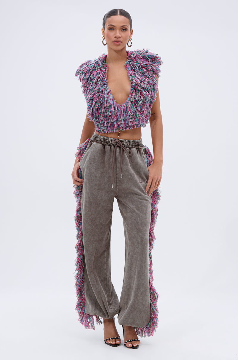 THE ONE WIDE LEG JOGGER WITH FRINGE