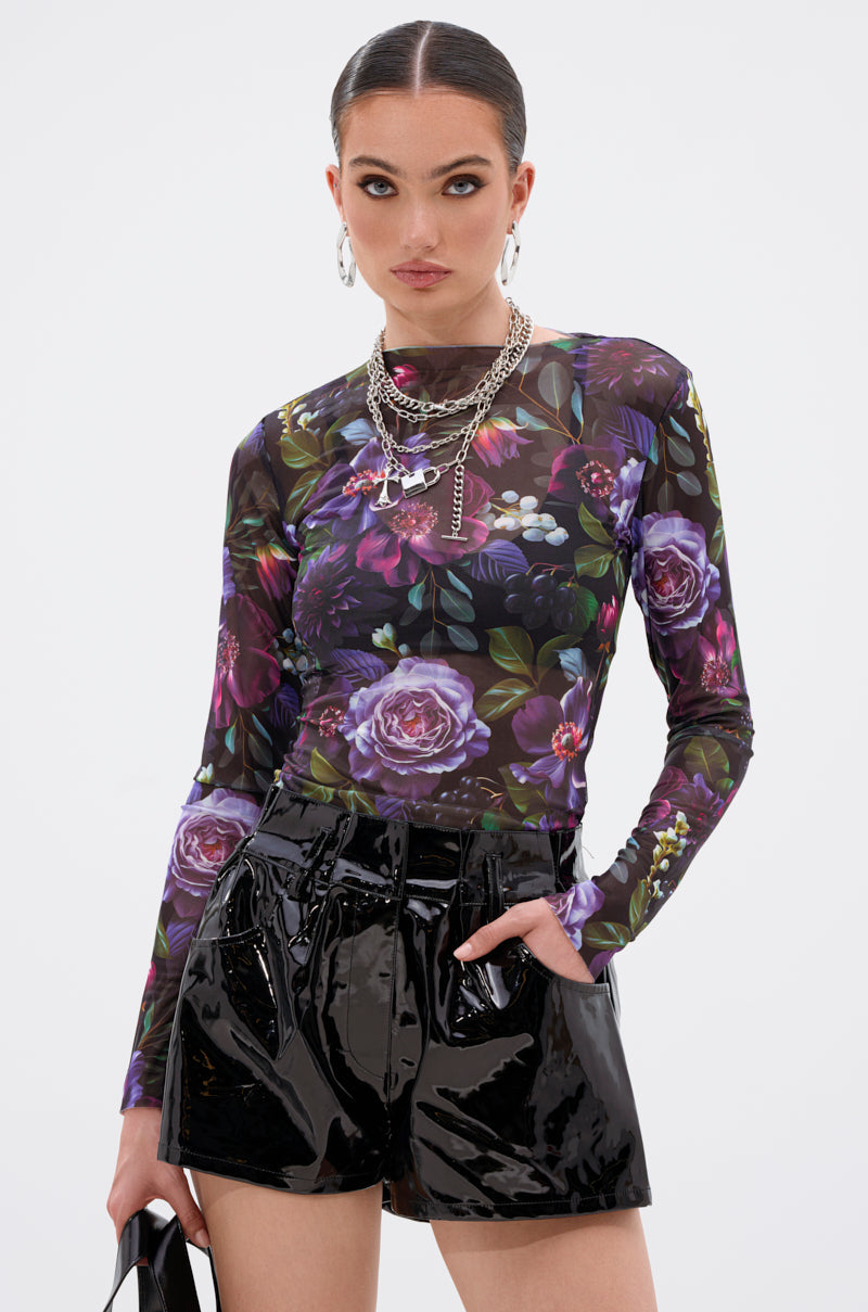 ANOTHER ROSE LONG SLEEVE MESH TOP